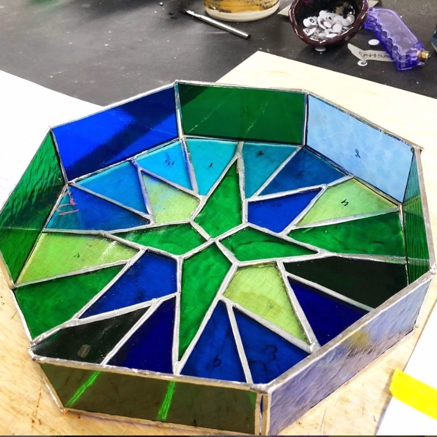 Stained glass box created by Creative Digtial Media student