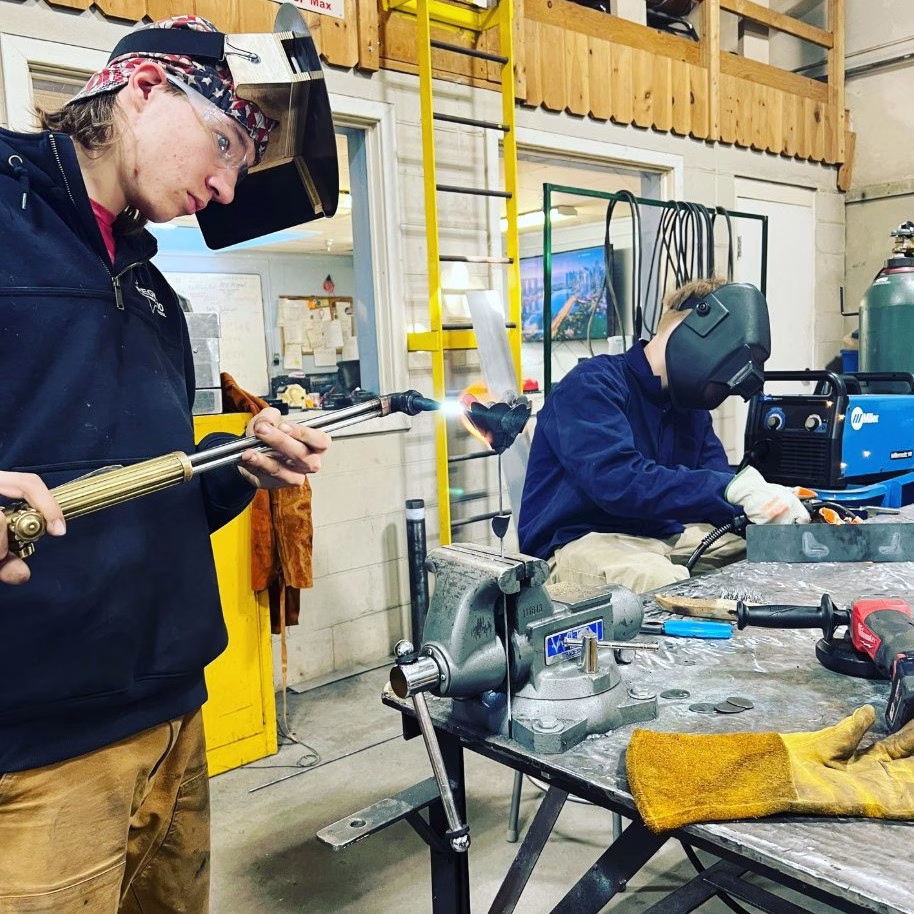 Students welding